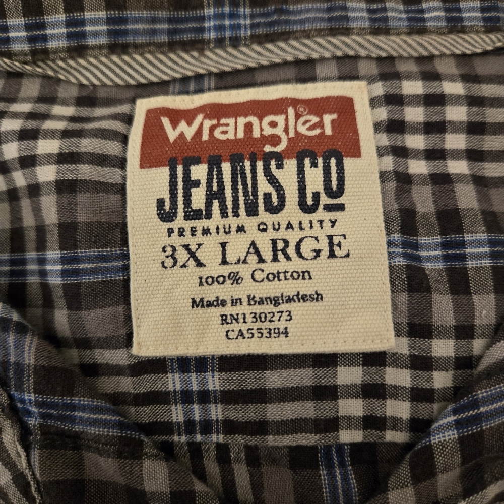 WRANGLER Vintage "Jeans Co" Men's Size 3X Large 100% cotton plaid button shirt - Picture 2 of 8